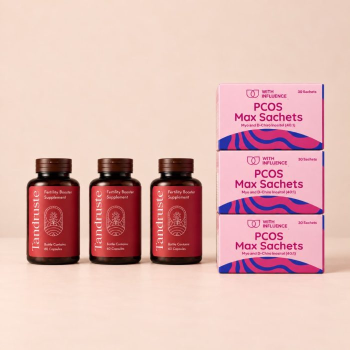 3 Organic Fertility Booster & 3 Pcos Max Sachets Box